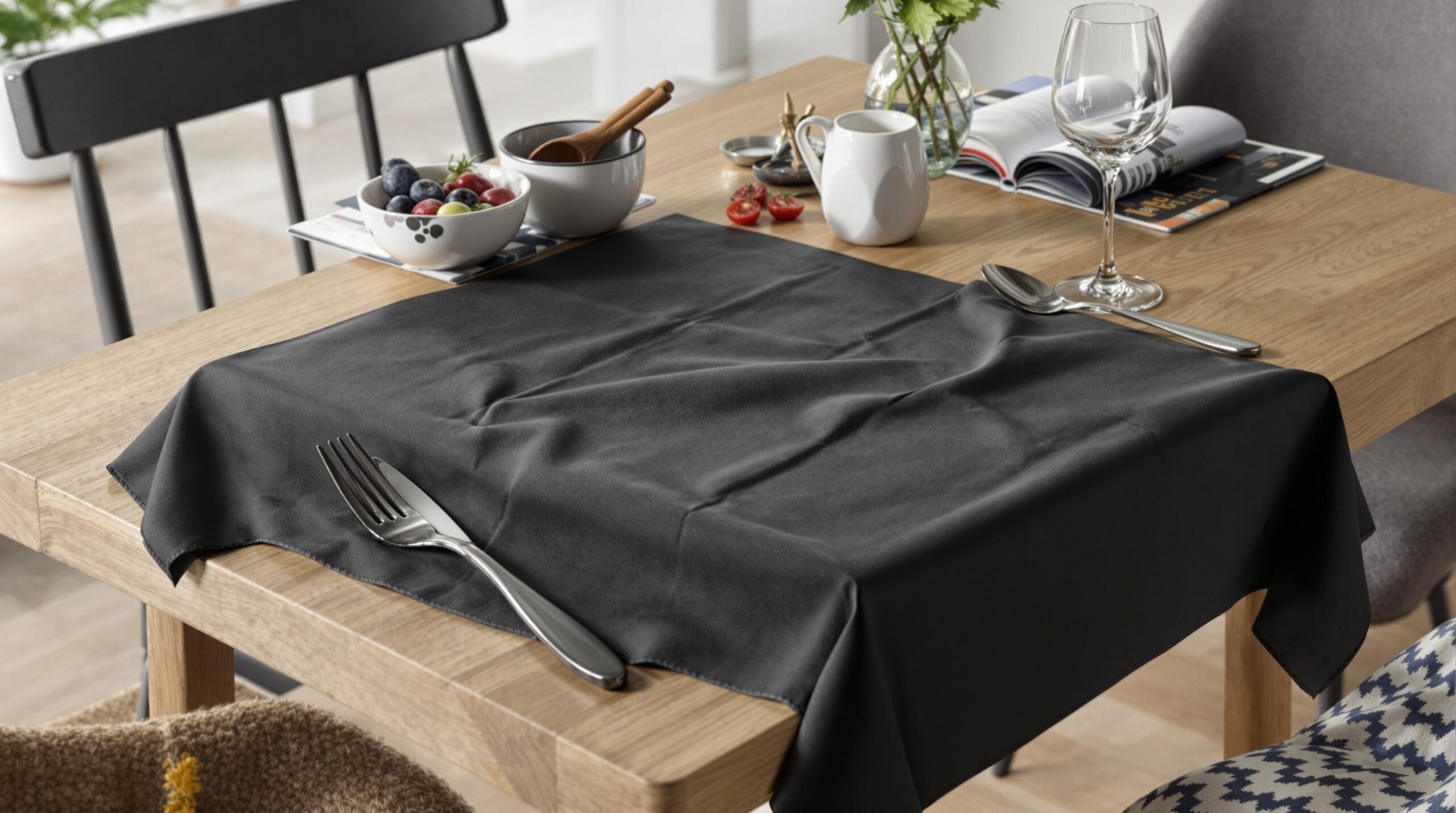 serviette de table noire