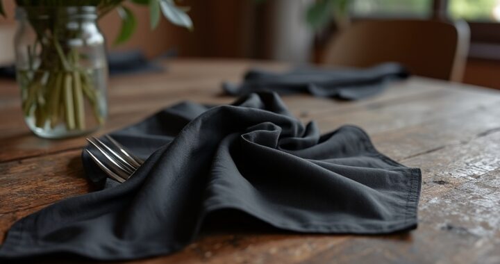 serviette de table noire