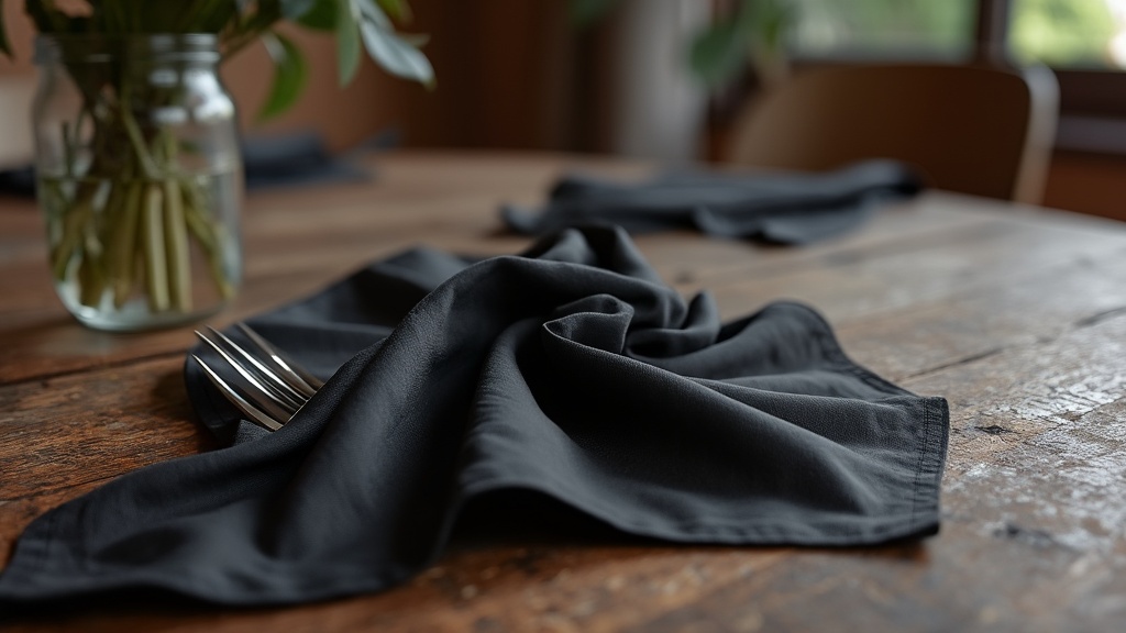 serviette de table noire