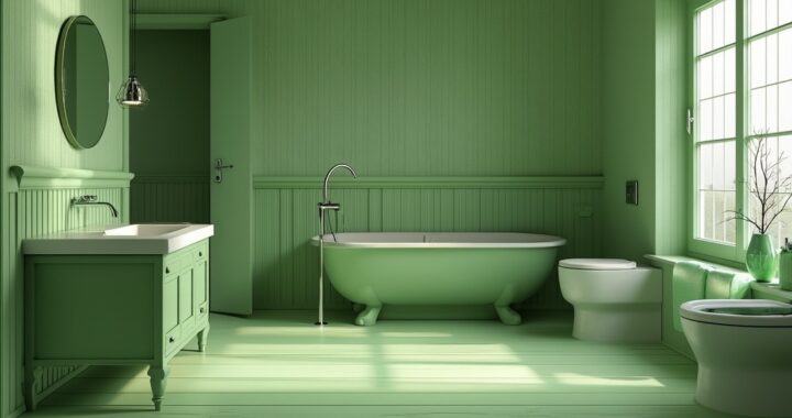 accessoire salle de bain vert anis