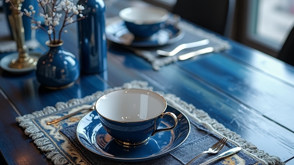 deco table bleu et argent