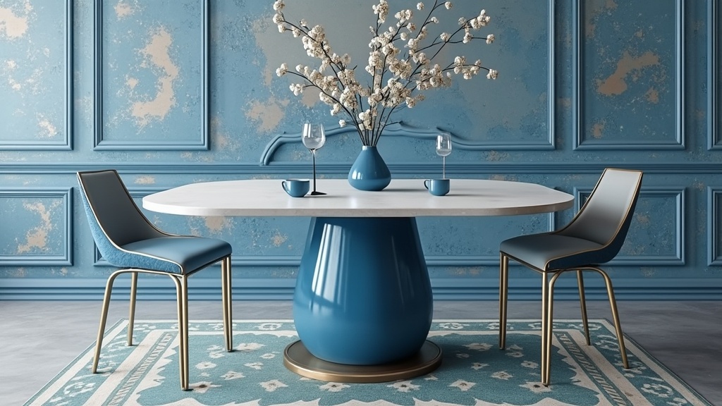 deco table bleu marine et argent