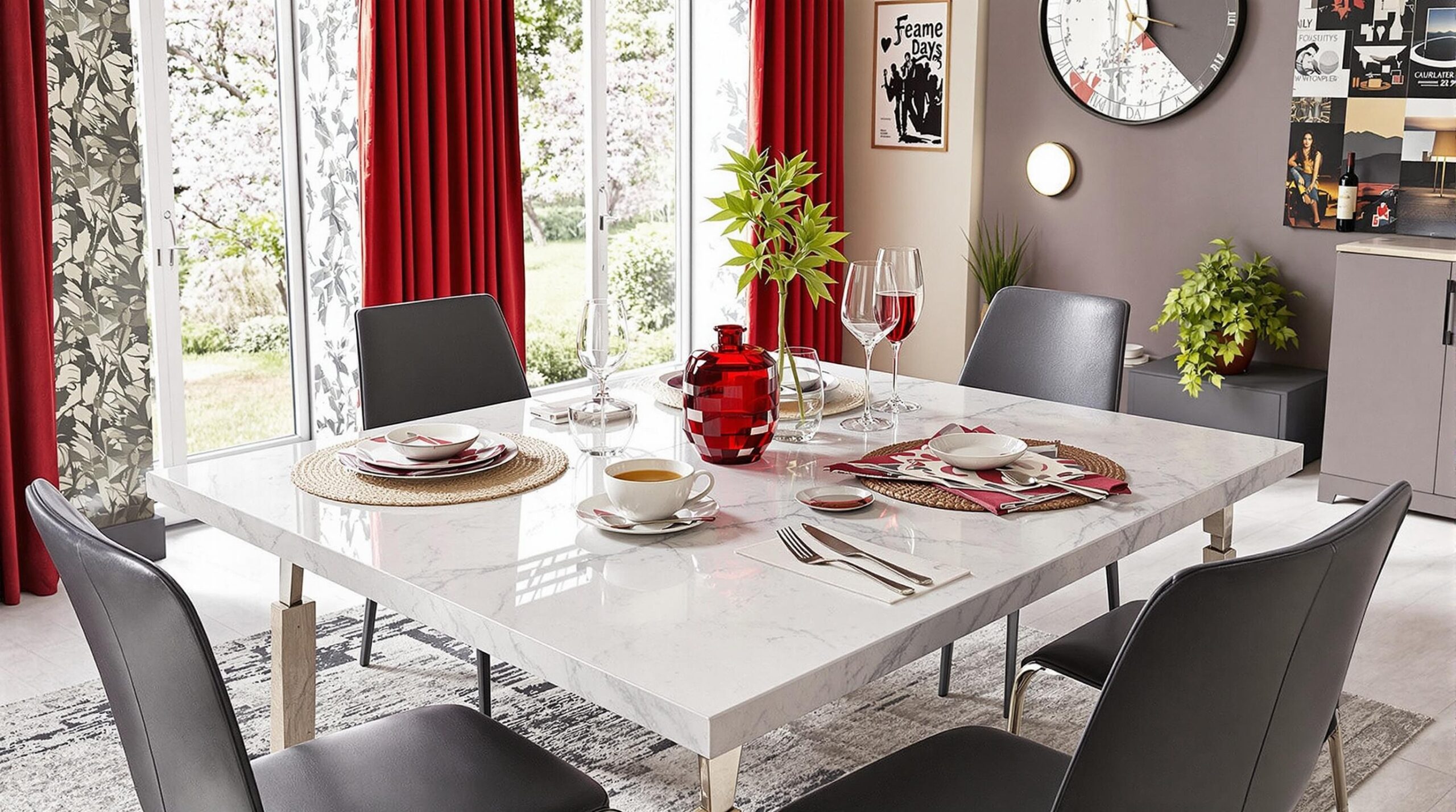 deco table rouge et gris