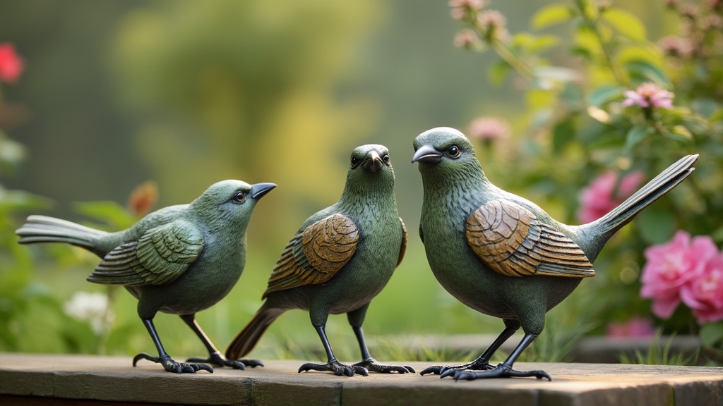 oiseaux en résine pour jardin