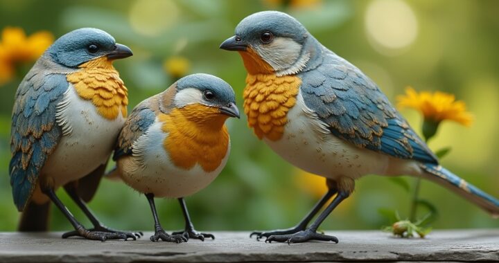 oiseaux en résine pour jardin