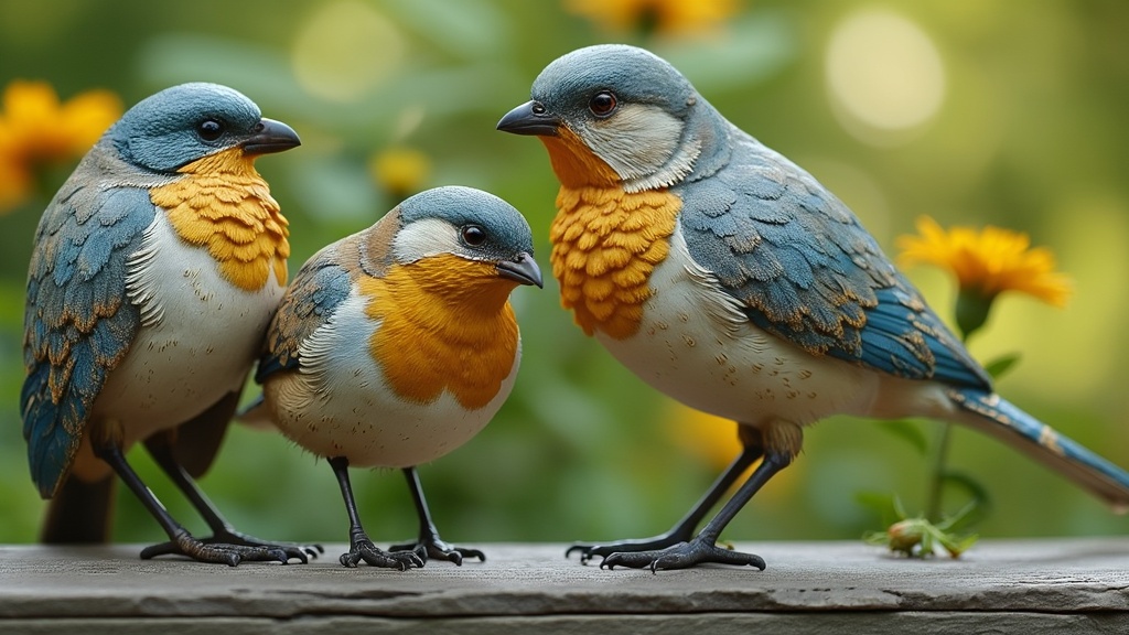 oiseaux en résine pour jardin