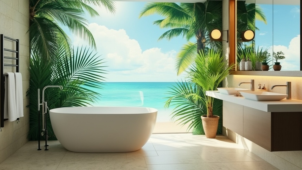 rideau de douche tropical