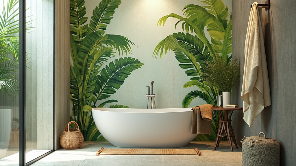 rideau de douche tropical