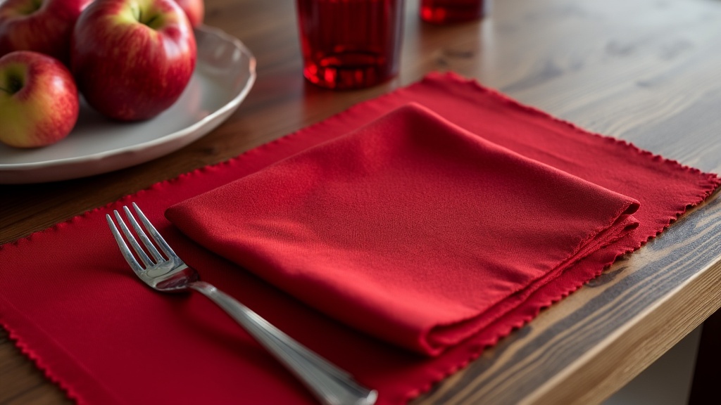 serviette de table tissu rouge