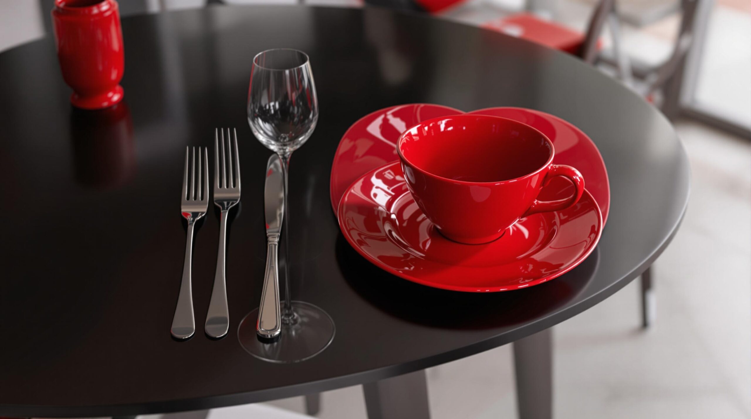 set de table coeur rouge