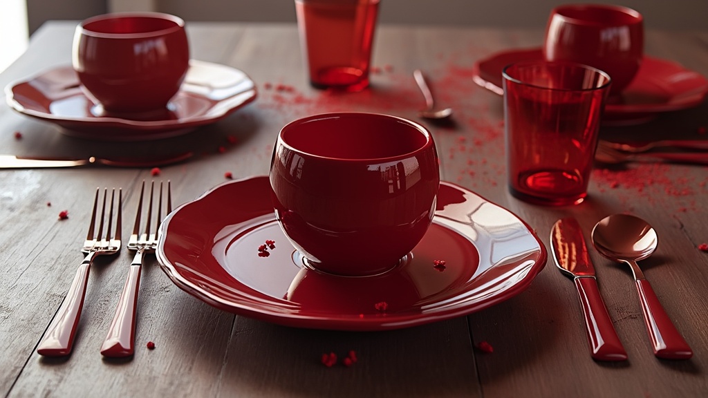 set de table coeur rouge