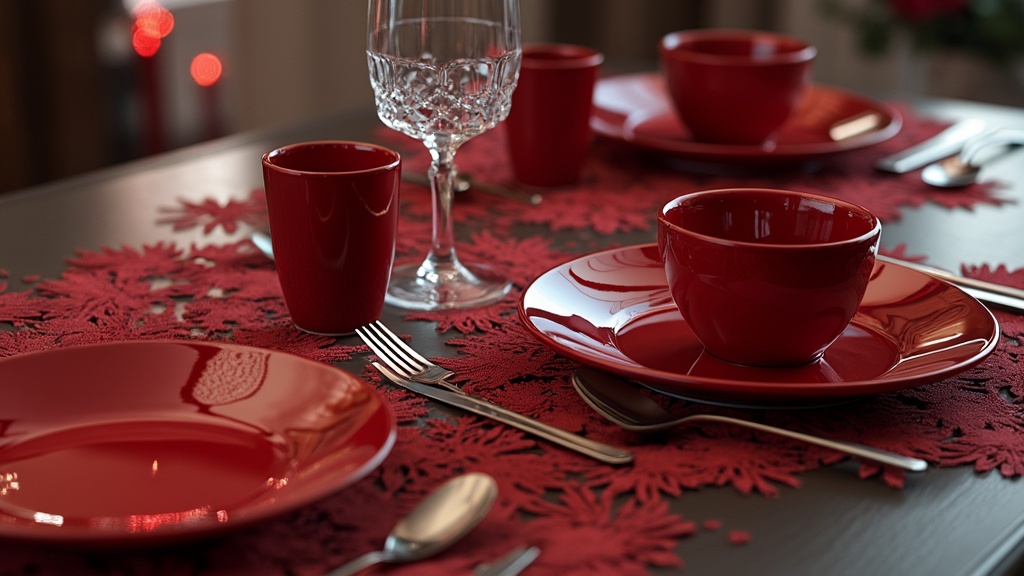 set de table coeur rouge