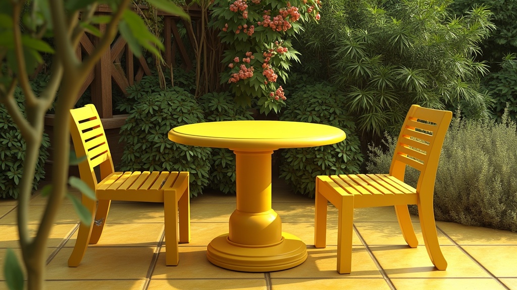 table de jardin jaune