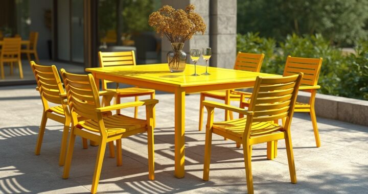 table de jardin jaune