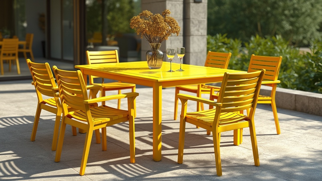 table de jardin jaune